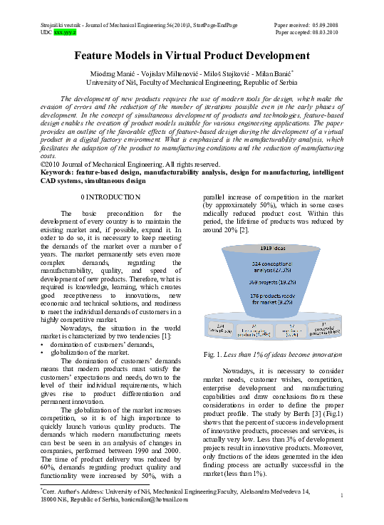 (PDF) Feature Models in Virtual Product Development