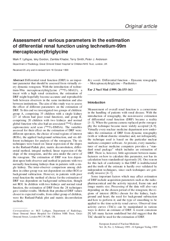 (PDF) Assessment of various parameters in the estimation of