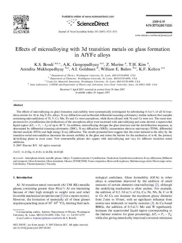 (PDF) Effects of microalloying with 3d transition metals on glass ...
