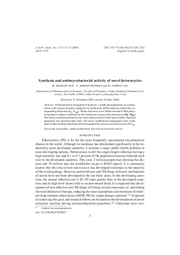 (PDF) Synthesis and antimycobacterial activity of new imidazo[2,1-b ...