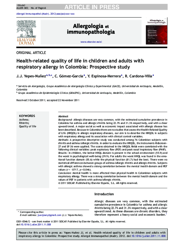 (PDF) Health-Related Quality of Life in Children and Adolescents With ...