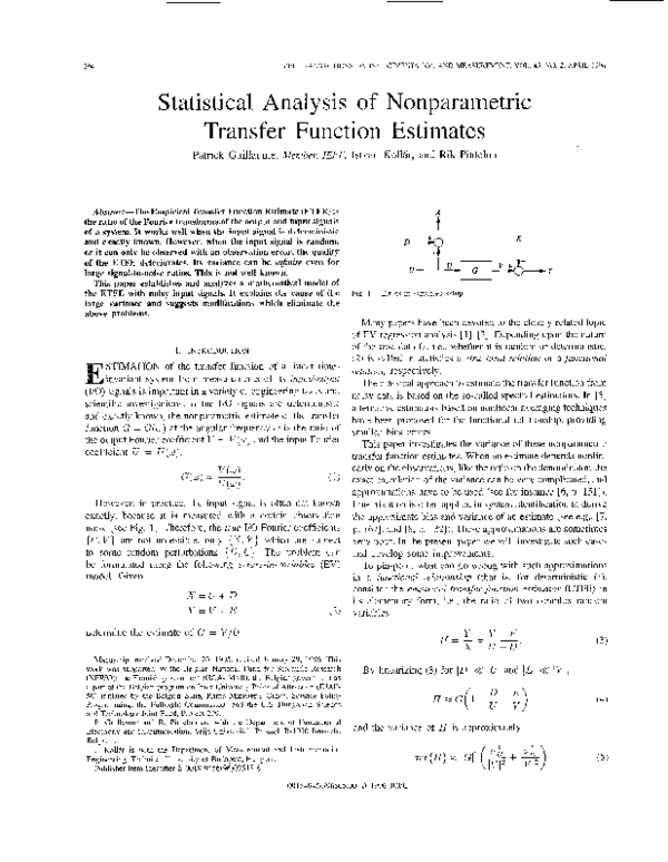 (PDF) Statistical analysis of nonparametric transfer function estimates