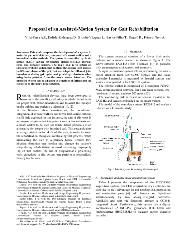 (PDF) Proposal of an Assisted-Motion System for Gait Rehabilitation