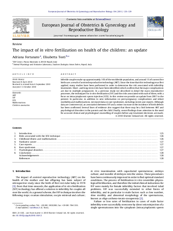 (PDF) The impact of in vitro fertilization on health of the children ...