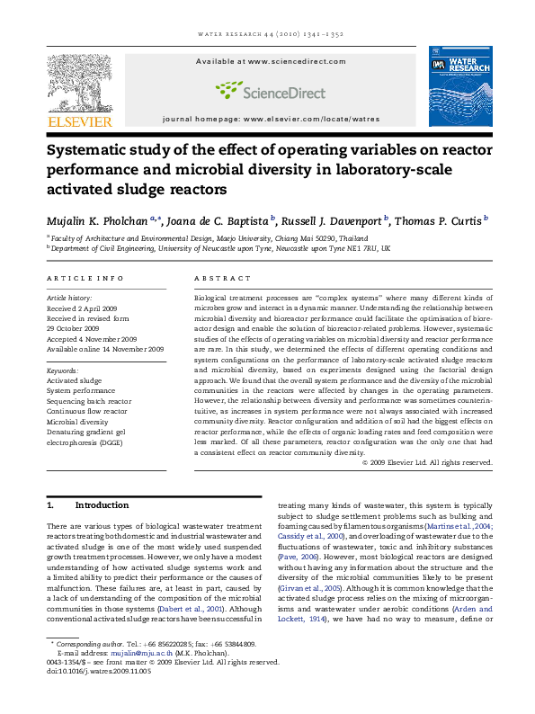 (PDF) Systematic study of the effect of operating variables on reactor ...