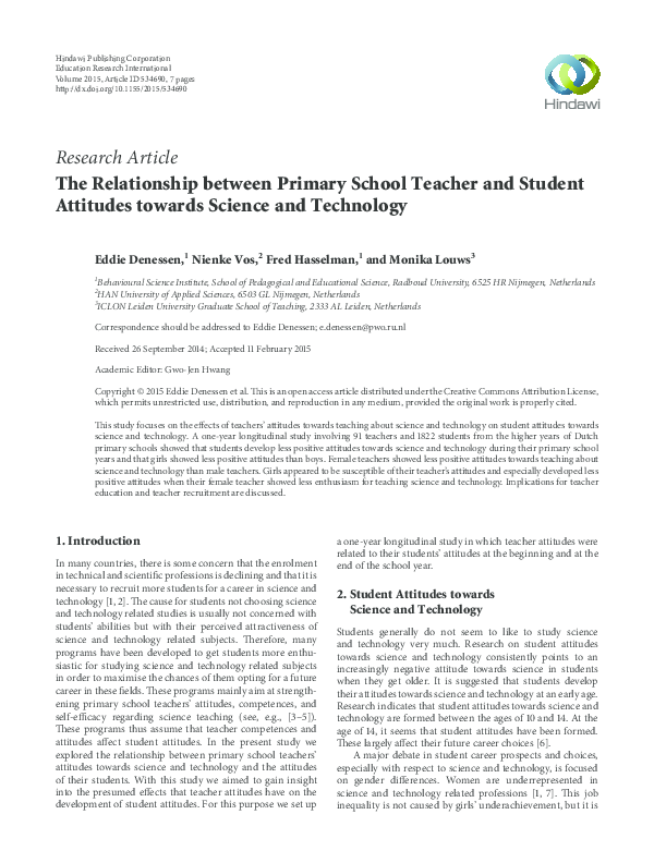 (PDF) The Relationship between Primary School Teacher and Student ...