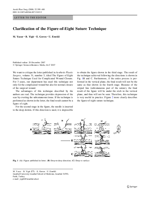 (PDF) Clarification of the Figure-of-Eight Suture Technique
