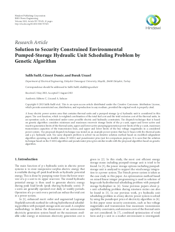 (PDF) Solution to Security Constrained Environmental Pumped-Storage ...