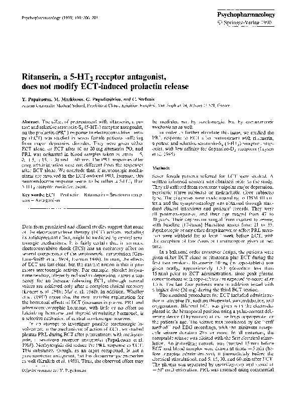 (PDF) Ritanserin, a 5-HT2 receptor antagonist, does not modify ECT ...