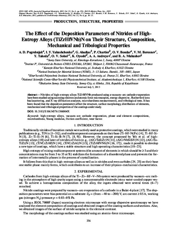 (PDF) The effect of the deposition parameters of nitrides of high ...
