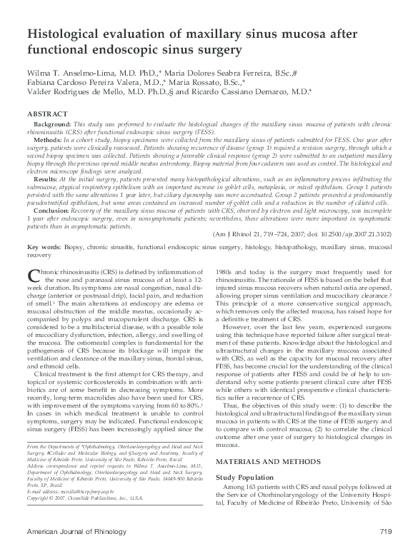 (PDF) Histological evaluation of maxillary sinus mucosa after ...