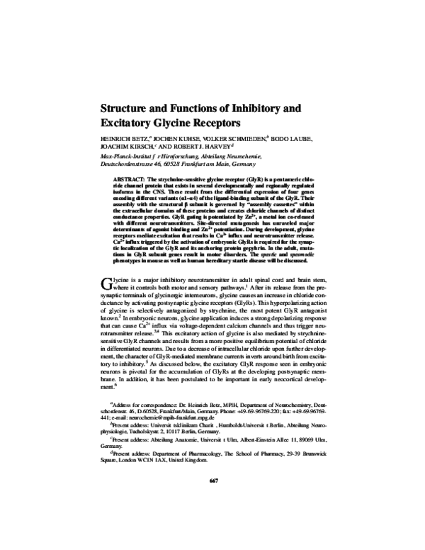 (PDF) Structure and Functions of Inhibitory and Excitatory Glycine ...