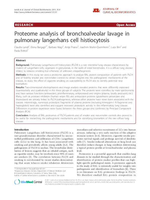 (PDF) Proteome Analysis of Bronchoalveolar Lavage in Individuals from ...