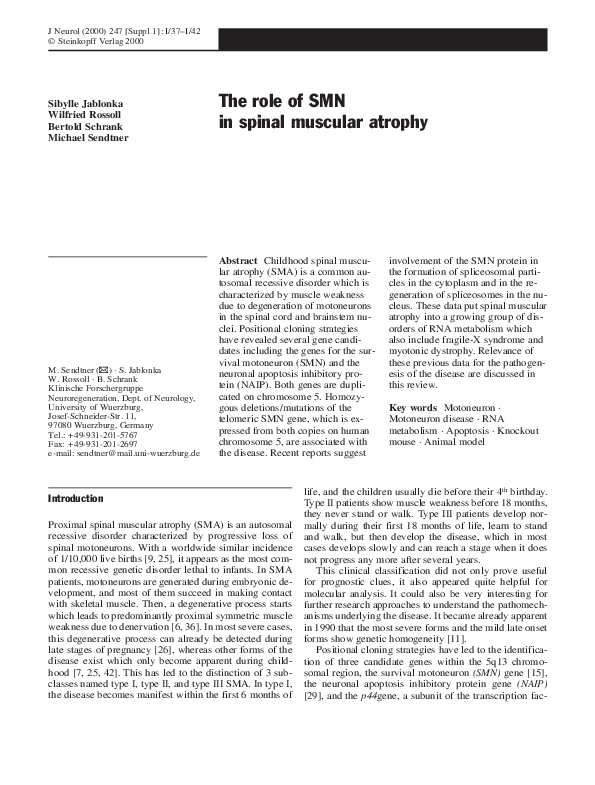 (PDF) The role of SMN in spinal muscular atrophy