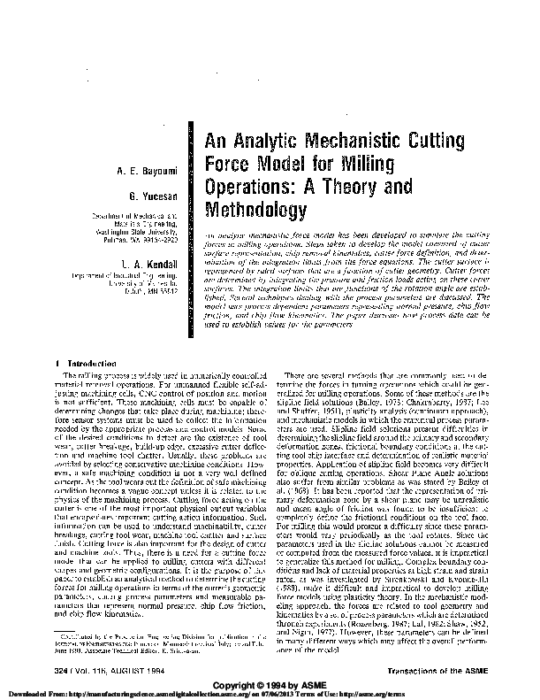 (PDF) An Analytic Mechanistic Cutting Force Model for Milling ...