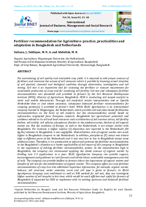 (PDF) Fertilizer for Agriculture practice