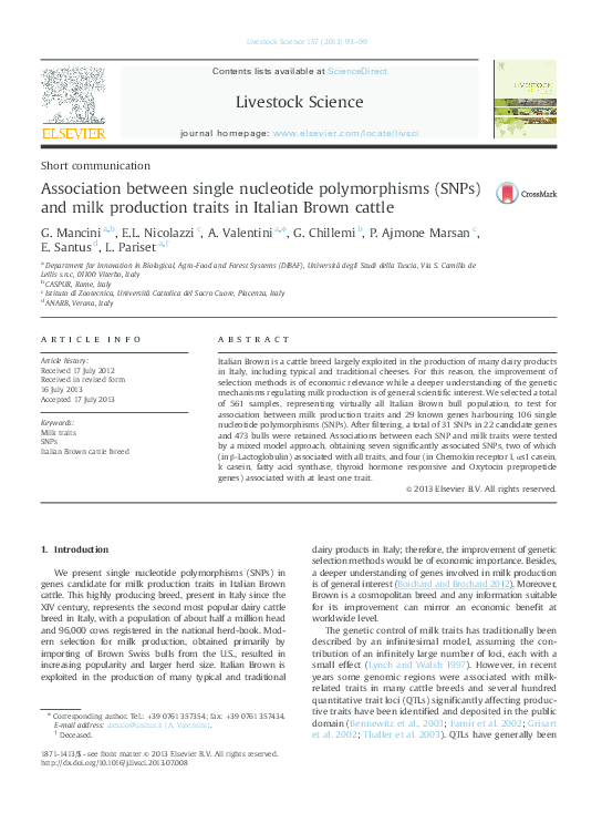 (PDF) Association between single nucleotide polymorphisms (SNPs) and ...