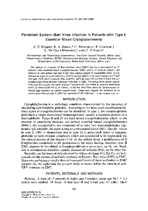 (PDF) Persistent EpsteinBarr virus infection in patients with type II
