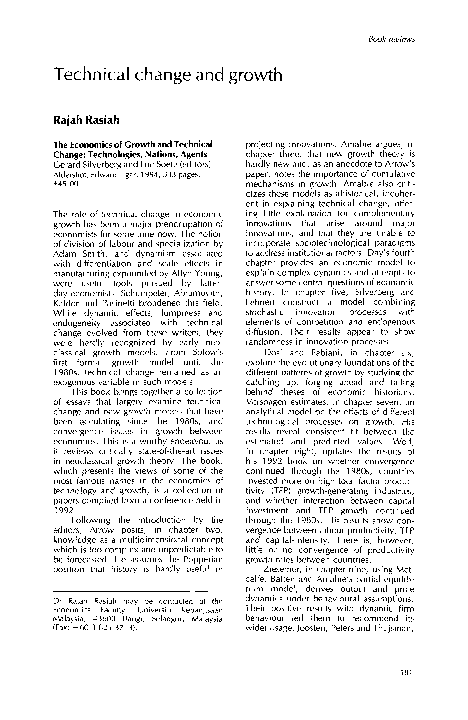 (PDF) The economics of growth and technical change: Technologies ...
