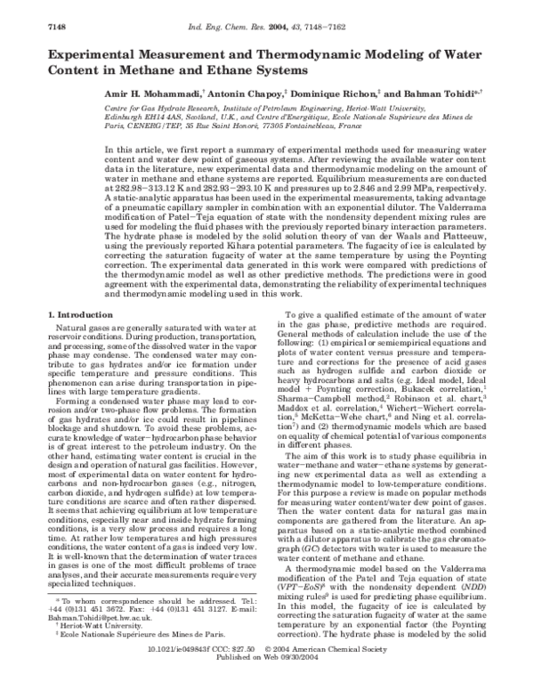 (PDF) Experimental Measurement and Thermodynamic Modeling of Hydrate ...
