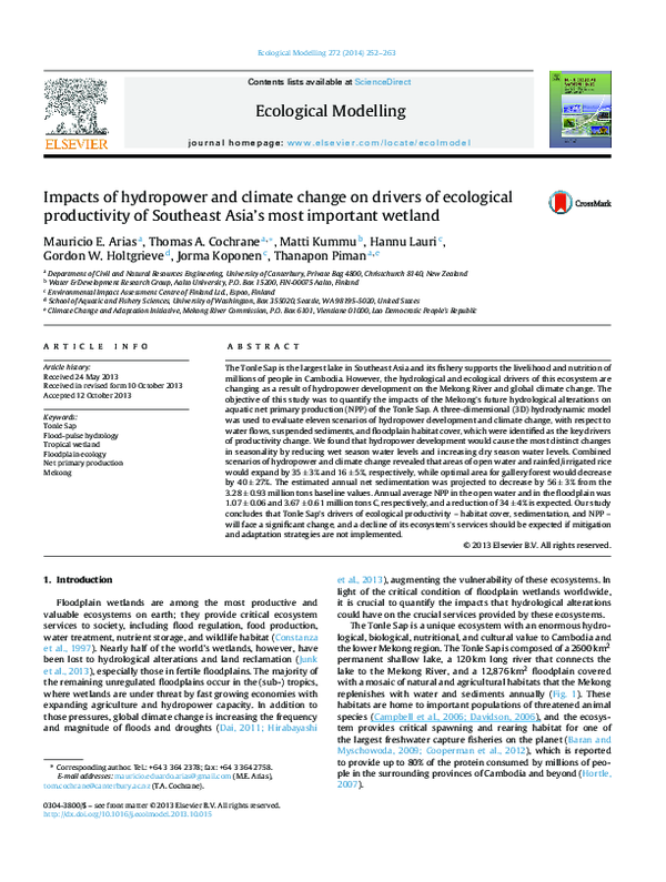 (PDF) Impacts of hydropower and climate change on drivers of ecological ...