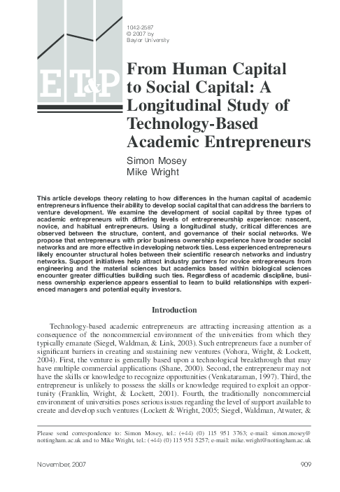 (PDF) From Human Capital to Social Capital: A Longitudinal Study of ...