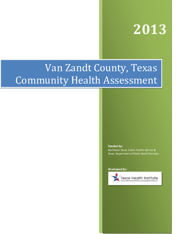 (PDF) 2013 Van Zandt County Community Health Assessment Chelsea Brass