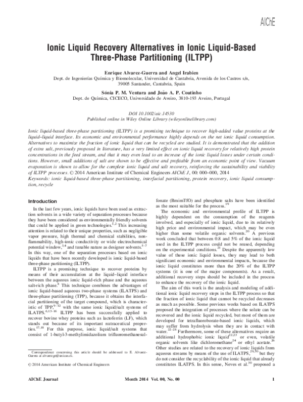 (PDF) Ionic liquid recovery alternatives in ionic liquid-based three ...