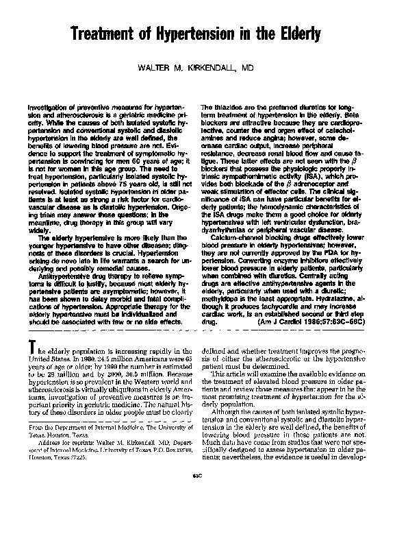 (PDF) Treatment of hypertension in the elderly