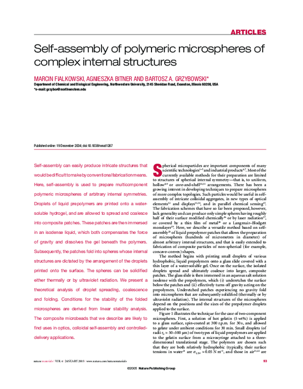 (PDF) Self-assembly of polymeric microspheres of complex internal ...