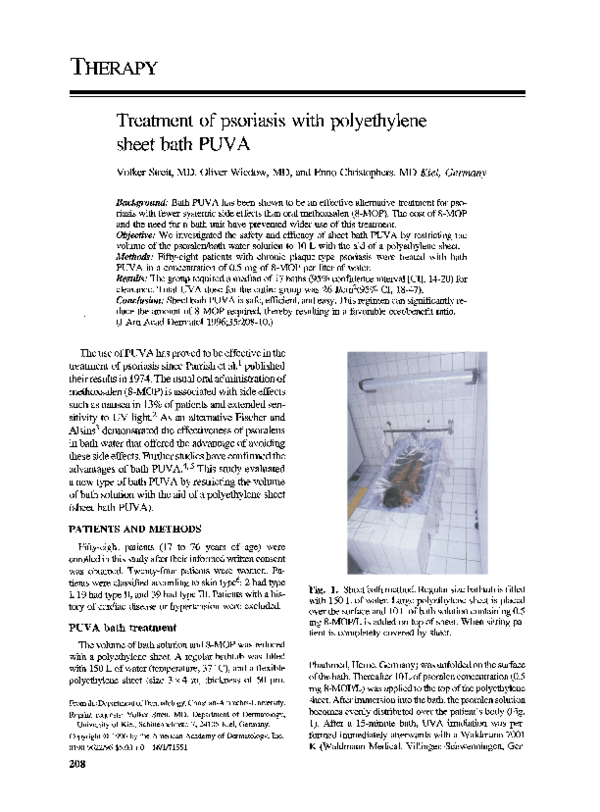 (PDF) Treatment of psoriasis with polyethylene sheet bath PUVA Enno