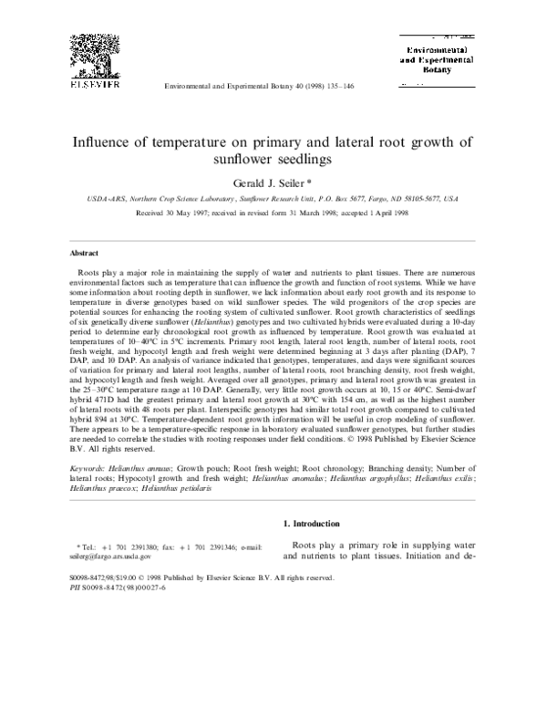 (PDF) Influence of temperature on primary and lateral root growth of ...