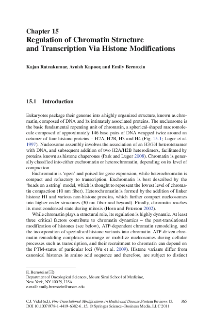 (PDF) Regulation of Chromatin Structure and Transcription Via Histone ...