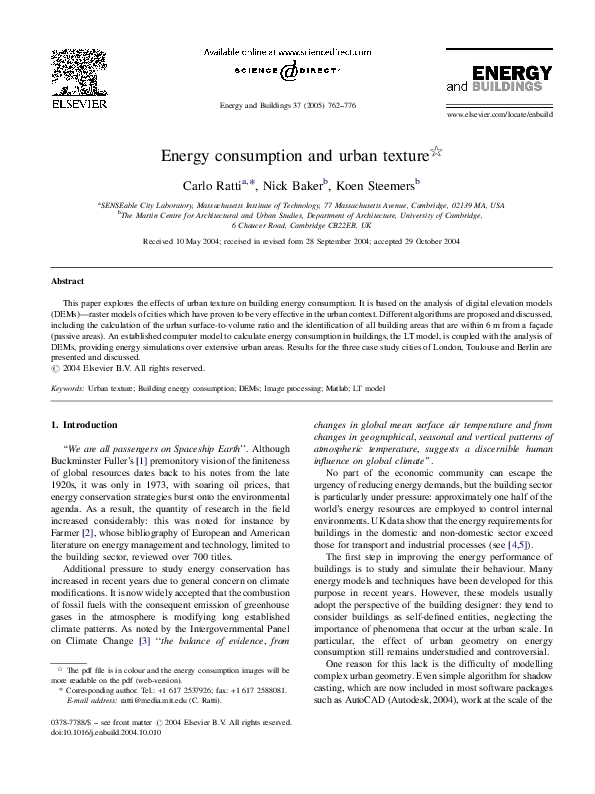 (PDF) Energy consumption and urban texture