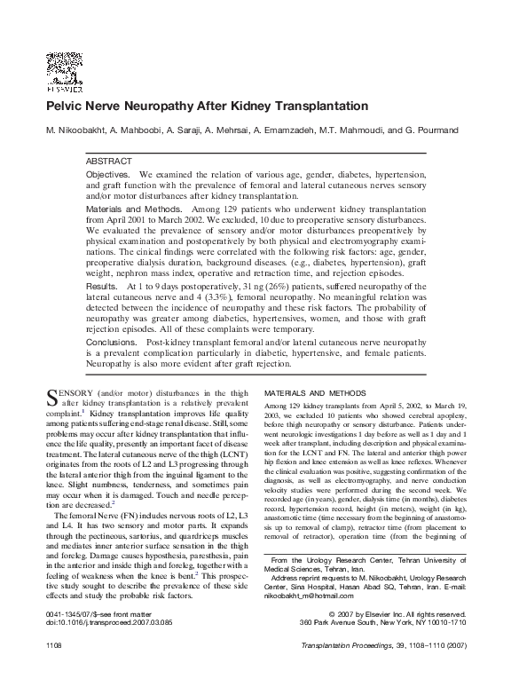 (PDF) Pelvic Nerve Neuropathy After Kidney Transplantation G