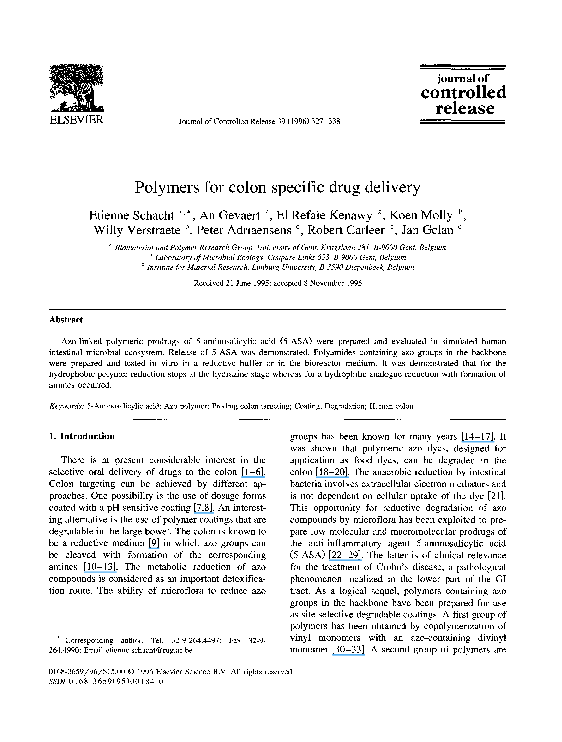 (PDF) Polymers for colon specific drug delivery