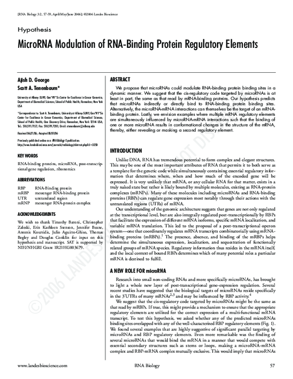 (PDF) MicroRNA Modulation of RNA-Binding Protein Regulatory Elements