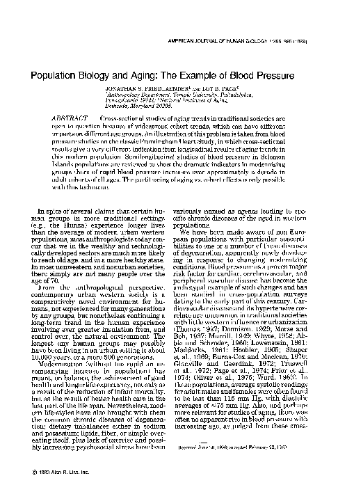 (PDF) Population biology and aging: The example of blood pressure