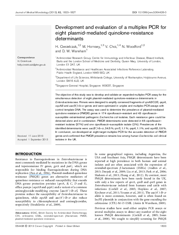 (PDF) Development and evaluation of a multiplex PCR for rapid detection ...