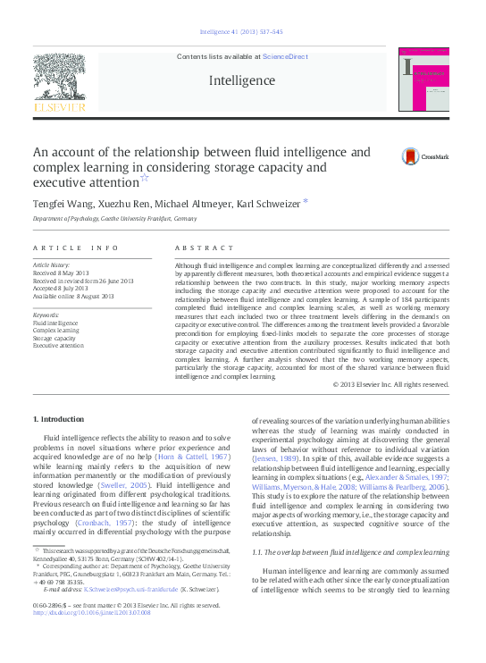 (PDF) An account of the relationship between fluid intelligence and ...