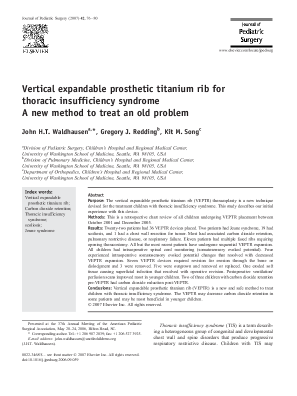 (PDF) Vertical expandable prosthetic titanium rib for thoracic ...