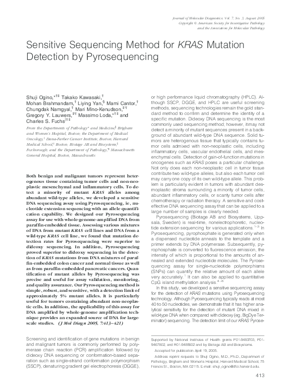 (PDF) Sensitive Sequencing Method for KRAS Mutation Detection by ...