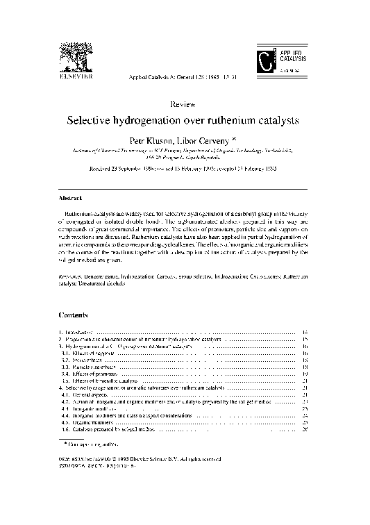 (PDF) Selective hydrogenation over ruthenium catalysts