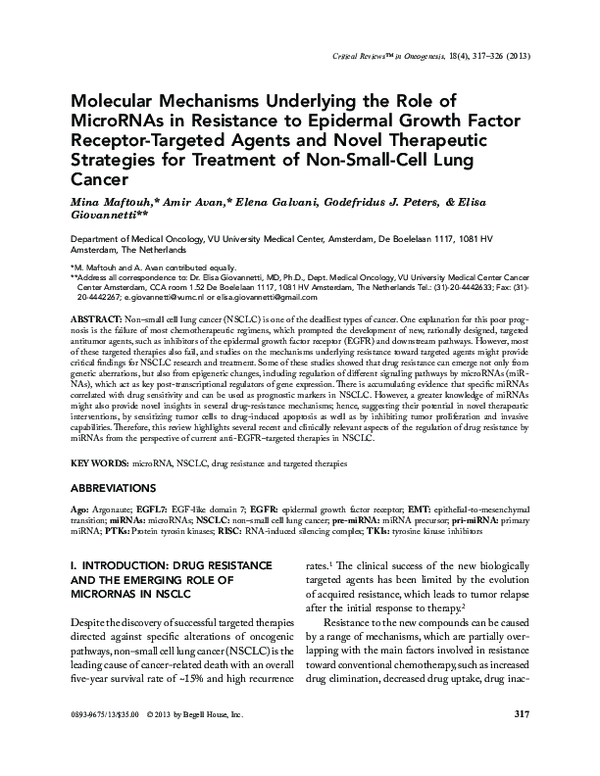 (PDF) Molecular mechanisms underlying the role of microRNAs (miRNAs) in ...