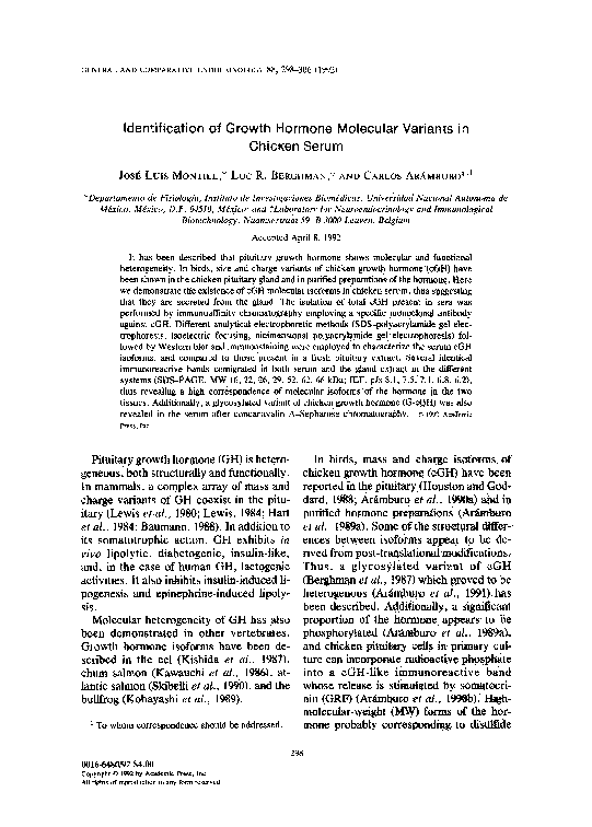 (PDF) Molecular isoforms of chicken growth hormone (cGH): Different ...