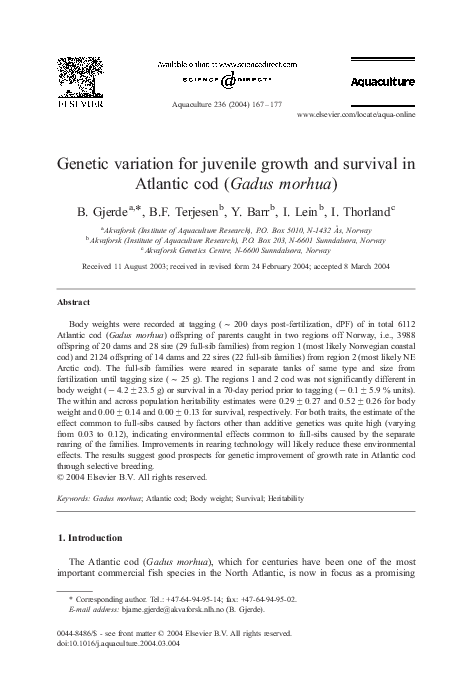 (PDF) Genetic variation for juvenile growth and survival in Atlantic ...