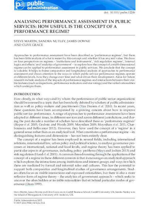 (PDF) ANALYSING PERFORMANCE ASSESSMENT IN PUBLIC SERVICES: HOW USEFUL ...
