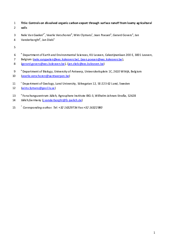 (PDF) Controls on dissolved organic carbon export through surface ...