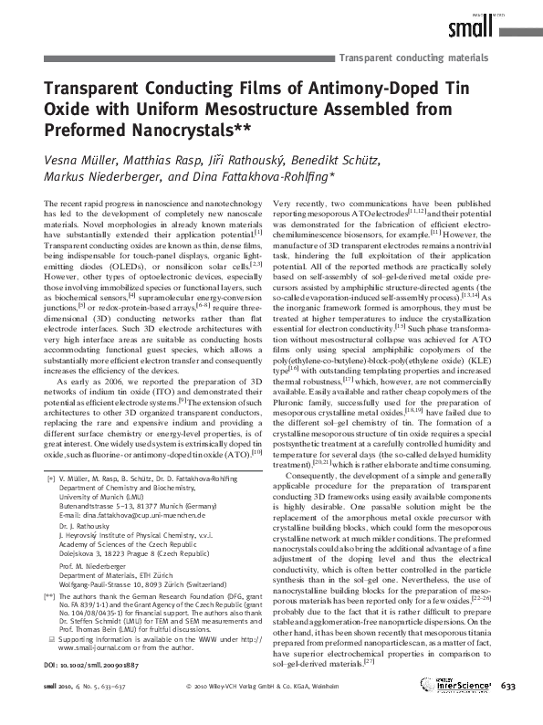 (PDF) Transparent Conducting Films of AntimonyDoped Tin Oxide with