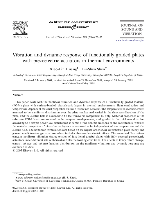 (PDF) Vibration and dynamic response of functionally graded plates with ...